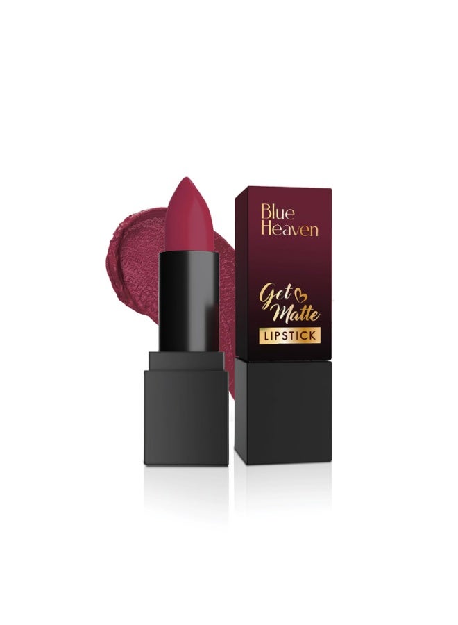 Blue Heaven Get Matte Lipstick, Long Lasting, Light Weight Lipsticks for Women, Moisturizing Matte Lipstick for Women - 203M, 4g - Image 1